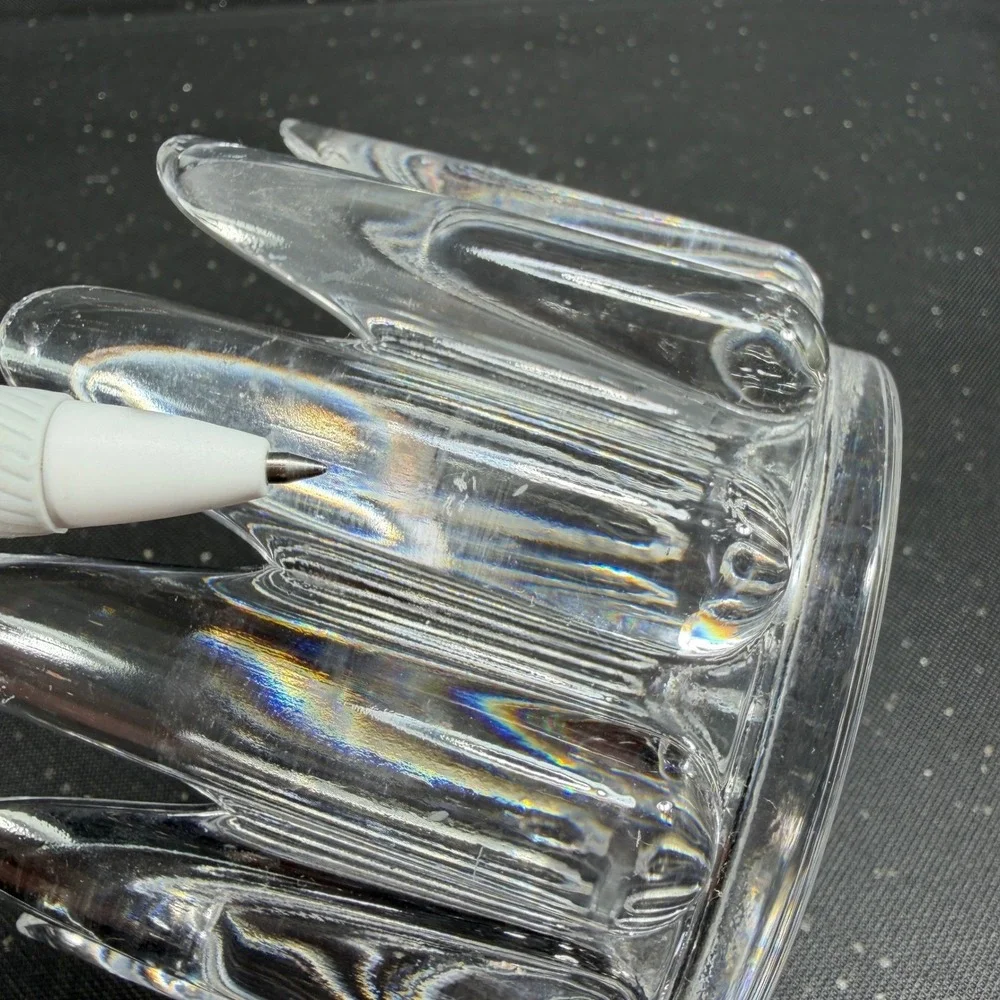 Orrefors Corona Crystal Bowl Lars Hellsten Swedish Glass 3in Clear Crown Dish